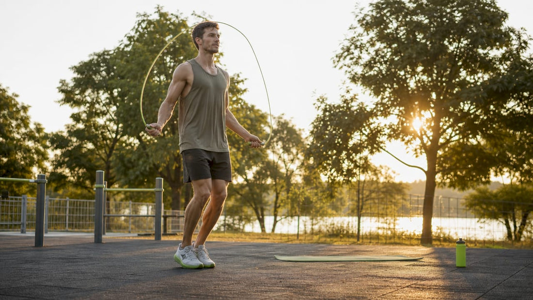 Athlete performing rope flow training in gym