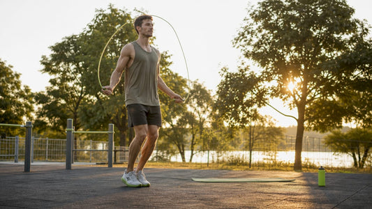 Athlete performing rope flow training in gym