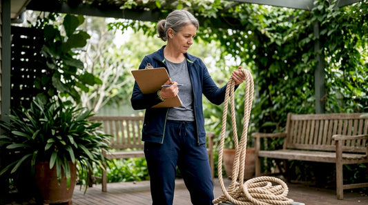 Therapist inspecting Australian rehabilitation rope