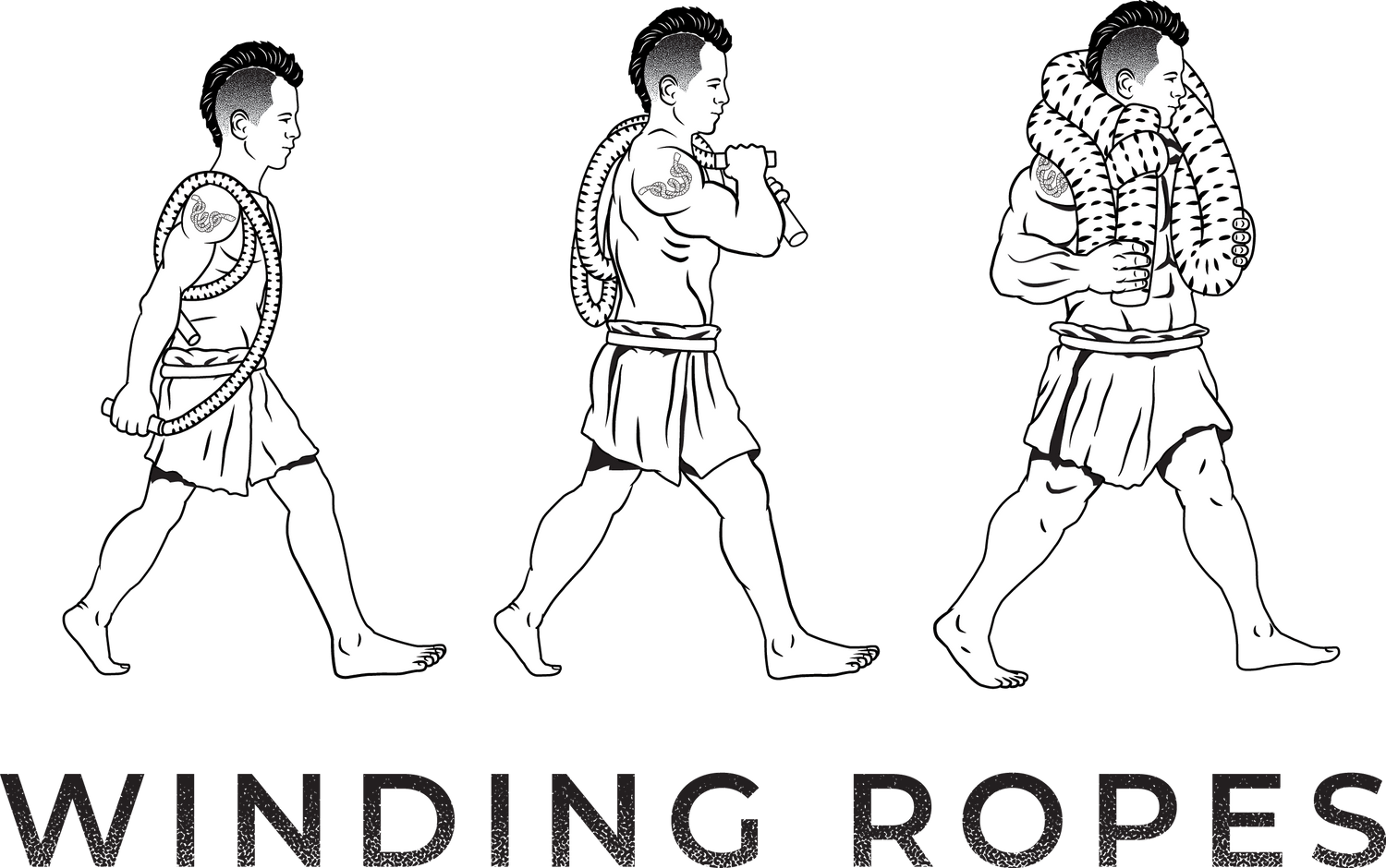 winding heavy ropes flow